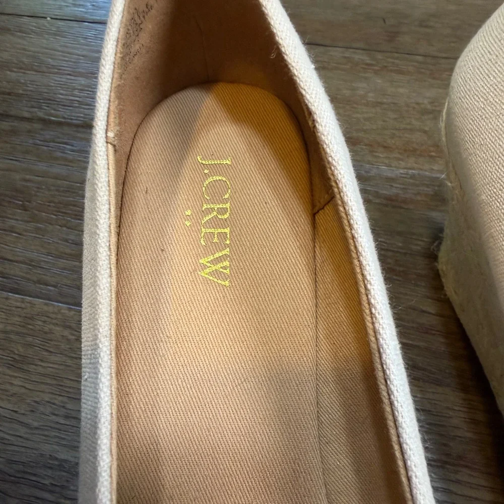 J.Crew Womens Canvas Espadrille Wedge Pumps Beige Round Toe Size 8 NWOB